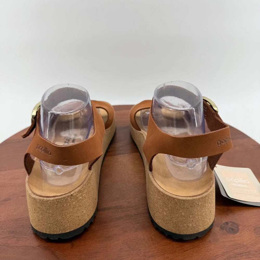 Papillio Birkenstock Glenda Sandals Womens Pecan Brown Nubuck Platform 42 L11 M9
